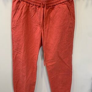 J.CREW Women's Red Linen Drawstring Pull-On Ankle Pants sz 4